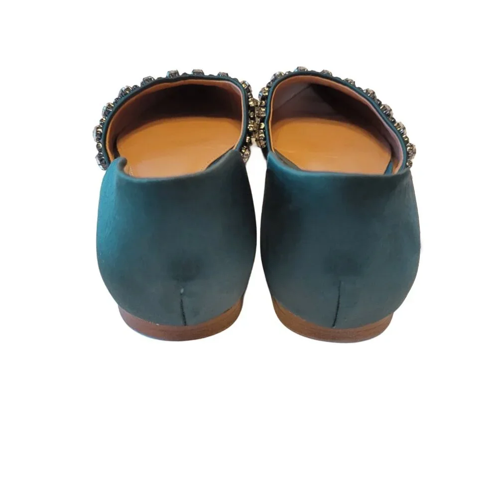 J. Crew Satin Jeweled D'Orsay Flats